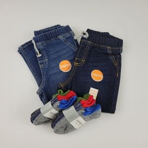 Jumping Beans/ Carter's Kids Bundle 6 Pairs of Socks Stretch Denim Jeans - Blue